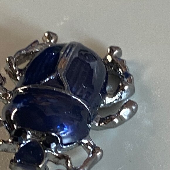 Beetle Bug Jewelry Pin Brooch Silver and Blue Color Metal Accessory Womens - Picture 16 of 16
